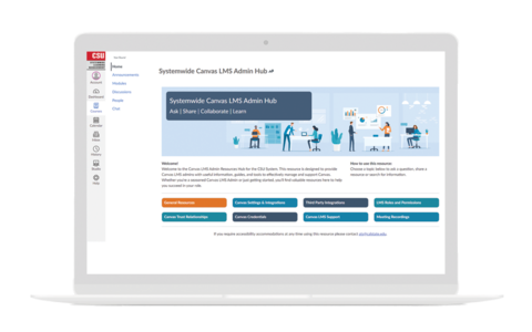 Canvas LMS Admin Hub Course Homepage